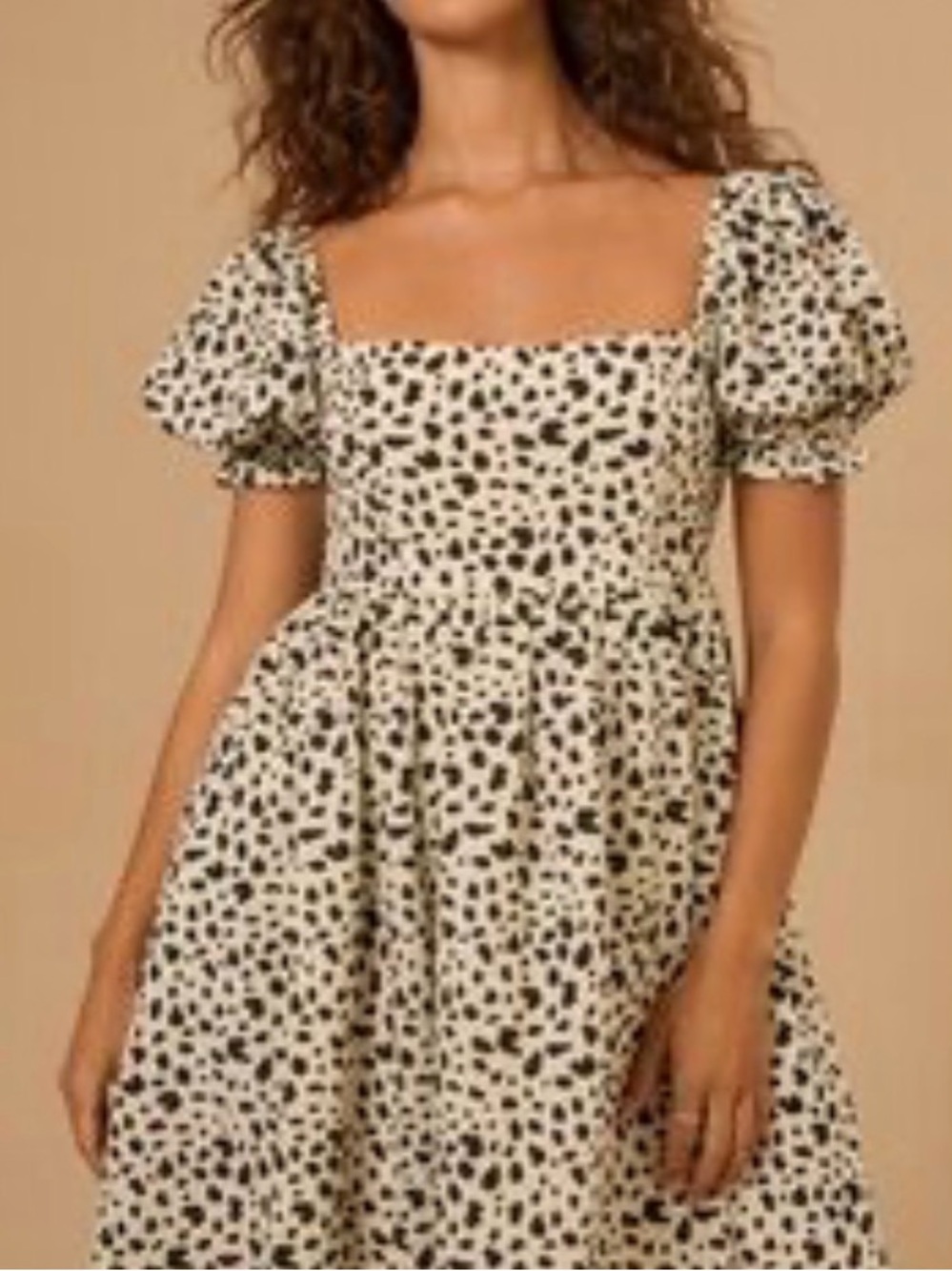 Altar'd State White Mini Dress with Black Spot Print